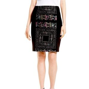 Ted Baker Annasa Floral Black Pencil Straight Skirt Sz 12 Career Workwear Office